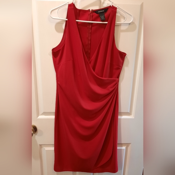 Express Red Wrap Front Sleeveless Dress size 9/10 - Picture 1 of 14
